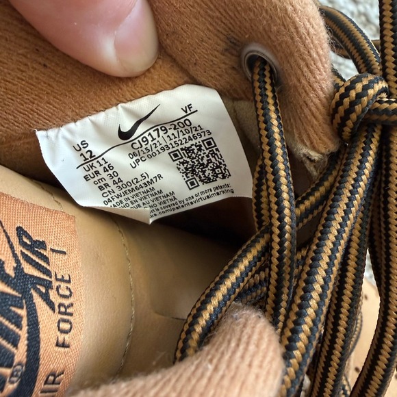 Nike Air Force 1 Wheat Flax Brown Sneakers Retro CJ9179-200 Men 12 - Picture 5 of 10